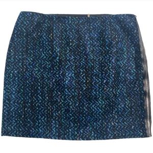 Elie Tahari Black & Blue Lined Straight Mini Skirt Side Zip Women Size 12